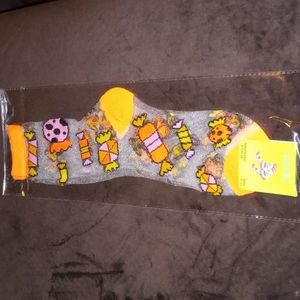 🆕🍬purple/pink/yellow/black🍬 ORANGE & CLEAR nylon fashion socks SIZE:9-11